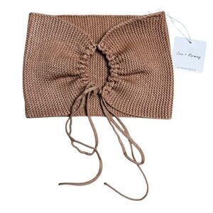 NWT Love+Harmony Mocha Knit Sweetheart Keyhole Open Front Crop Tube Top Festival